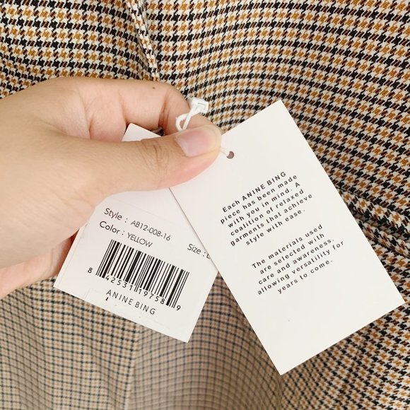 NEW Anine Bing Madeline Houndstooth Blazer In Yellow L - Picture 8 of 13